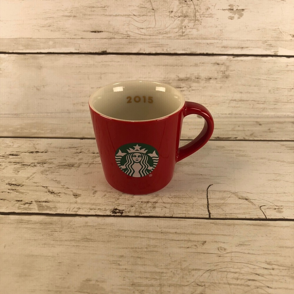 Starbucks 2015 Red Espresso Cup Mini Mug 3oz Ceramic Siren Logo Holiday Edition